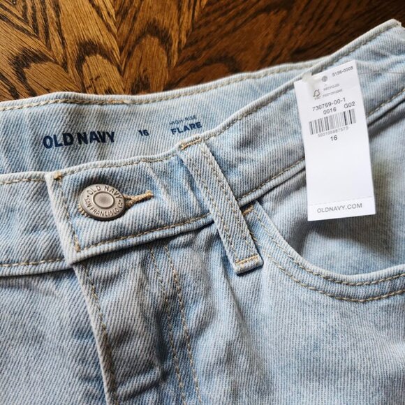 Girls Old Navy High Waisted Ripped Distressed Flare Jeans - Size 16 - Picture 2 of 6